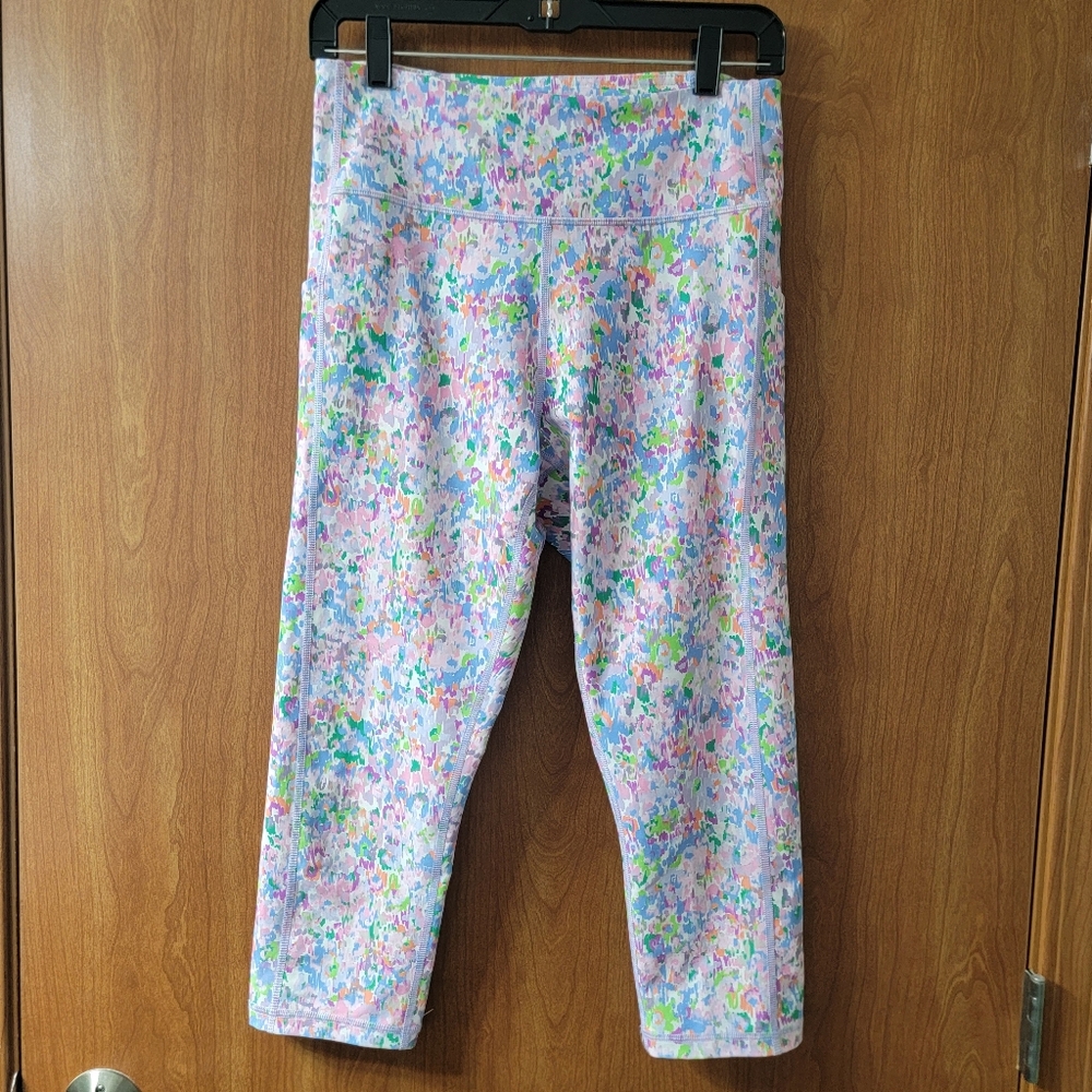 Tek Gear Ultrastretch Bright Multicolor Crop Leggings Size Large